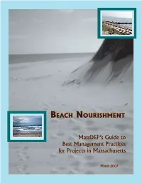 Beach Nourishment: Massdep's Guide to Best Management Practices for Projects in Massachusetts