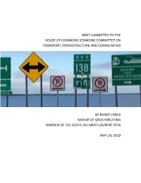 Brief Submitted to the House of Commons Standing Committee on Transport, Infrastructure and Communities
