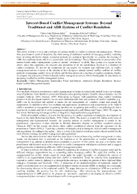 Interest-Based Conflict Management Systems: Beyond Traditional and ADR Systems of Conflict Resolution