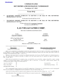 LAS VEGAS SANDS CORP. (Exact Name of Registration As Specified in Its Charter) ______