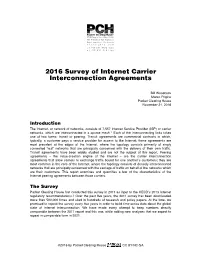 2016 Survey of Internet Carrier Interconnection Agreements