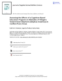 Assessing the Effects of a Cognition-Based Education Program on Attitudes of Villagers Toward Asian Elephants (Elephas Maximus) in Conflict-Prone Areas