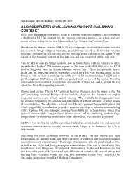 B&Km Completes Challenging Iron Ore Rail Siding Contract