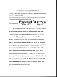 Redacted for Privacy Abstract Approved Lalph E
