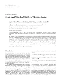 Research Article Constrained Wiki: the Wikiway to Validating Content