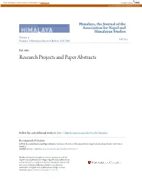 Research Projects and Paper Abstracts