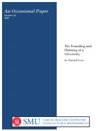 The Founding and Defining of a University