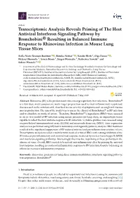 Transcriptomic Analysis Reveals Priming of the Host Antiviral