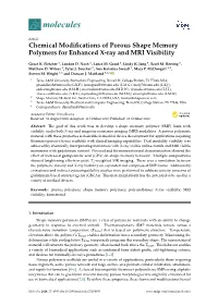 Chemical Modifications of Porous Shape Memory Polymers For