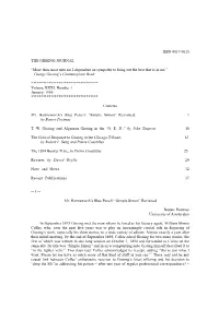 ISSN 0017-0615 the GISSING JOURNAL “More Than Most Men Am I Dependent on Sympathy to Bring out the Best That Is in Me.”