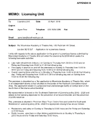 MEMO: Licensing Unit