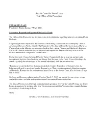 Prosecutor Responds to Reports of Bockarie's Death