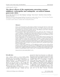 The Direct Effects of the Angiotensin-Converting Enzyme