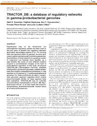 A Database of Regulatory Networks in Gamma-Proteobacterial Genomes Abel D