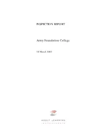 Army Foundation College INSPECTION REPORT