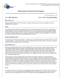 Best Practice: Percent for Art Program
