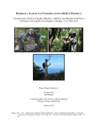 MAC) PROJECT Translocation of Rufous Fantails (Rhipidura Rufifrons