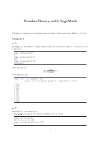 Numbertheory with Sagemath