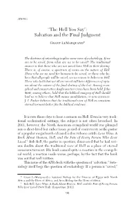 “The Hell You Say”: Salvation and the Final Judgment