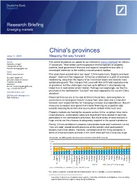 China's Provinces June 11, 2015 Mapping the Way Forward