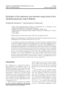 Estimation of the Maximum and Minimum Surge Levels at the Hanhikivi Peninsula, Gulf of Bothnia