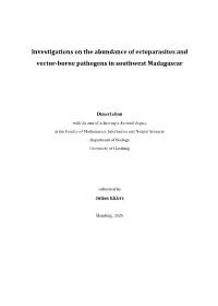 Investigations on the Abundance of Ectoparasites and Vector-Borne Pathogens in Southwest Madagascar