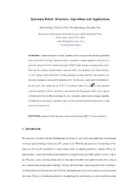 Quantum Robot: Structure, Algorithms and Applications
