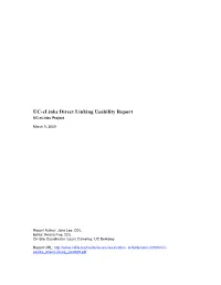 UC-Elinks Direct Linking Usability Report UC-Elinks Project