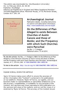 Archaeological Journal on the Differenes of Plan Alleged to Exists