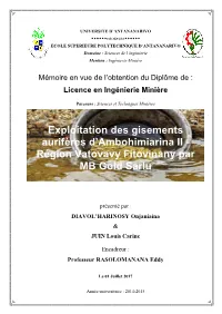 Exploitation Des Gisements Aurifères D'ambohimiarina II