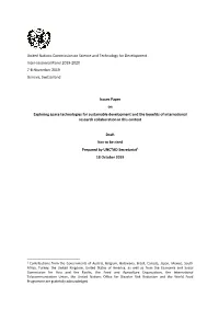 Issues Paper on Exploring Space Technologies for Sustainable Development and the Benefits of International Research Collaboration in This Context