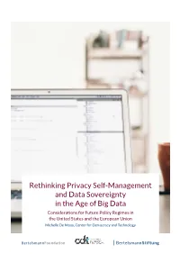 Rethinking Privacy Self-Management and Data Sovereignty in the Age of Big Data