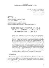 The Intensifying Function of Modal Particles and Modal Elements in a Cross-Linguistic Perspective