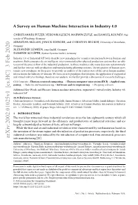 A Survey on Human Machine Interaction in Industry 4.0