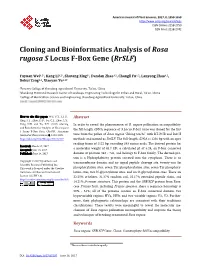 Cloning and Bioinformatics Analysis of Rosa Rugosa S Locus F-Box Gene (Rrslf)