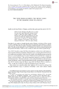 The Muses' Song in the Homeric Hymn to Apollo