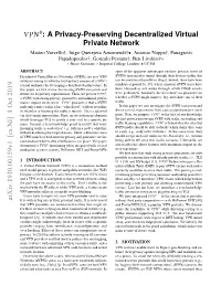 VPN0: a Privacy-Preserving Decentralized Virtual Private Network
