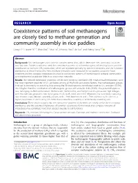 Coexistence Patterns of Soil Methanogens Are Closely Tied To
