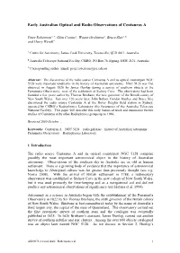 Early Australian Optical and Radio Observations of Centaurus A