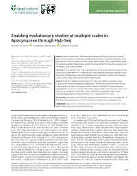 Enabling Evolutionary Studies at Multiple Scales in Apocynaceae Through Hyb-Seq