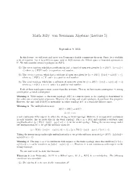 Math 261Y: Von Neumann Algebras (Lecture 5)