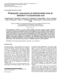 Prokaryotic Expression of Antimicrobial Ovine Β- Defensin-1 in Escherichia Coli