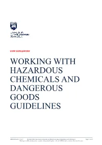 Working with Hazardous Chemicals and Dangerous Goods Guidelines