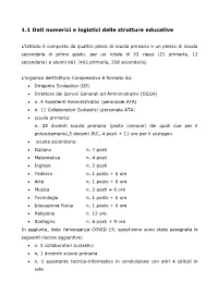 1.1 Dati Numerici E Logistici Delle Strutture Educative