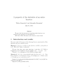 A Property of the Derivative of an Entire Function