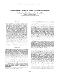 Applied Machine Learning for Games: a Graduate School Course