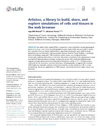 Artistoo, a Library to Build, Share, and Explore Simulations of Cells and Tissues in the Web Browser Inge MN Wortel1,2†*, Johannes Textor1,2†*