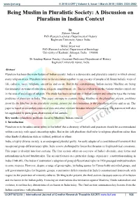 Being Muslim in Pluralistic Society: a Discussion on Pluralism in Indian Context