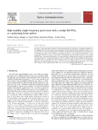 High-Stability Single-Frequency Green Laser with a Wedge Nd:YVO4 As a Polarizing Beam Splitter