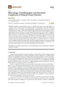 Mineralogy, Crystallography and Structural Complexity of Natural Uranyl Silicates